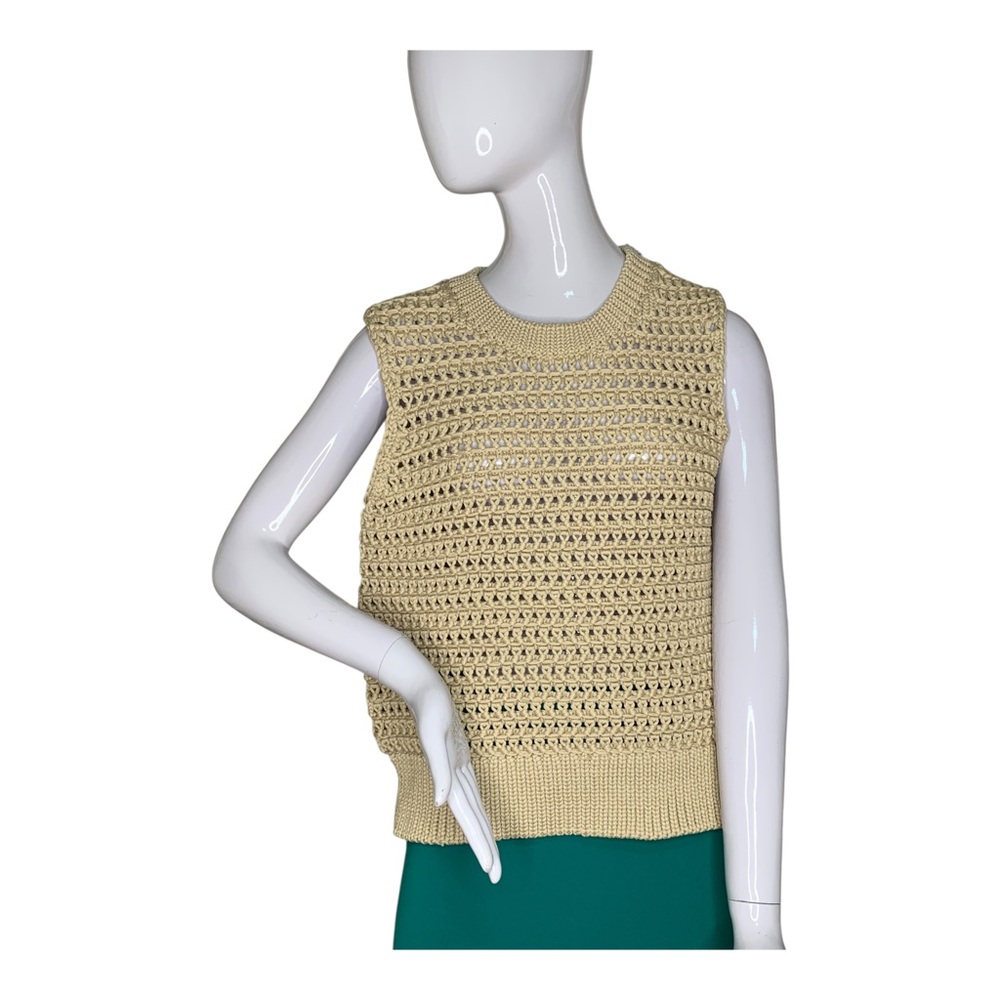 COS Chunky Open Knit Vest Beige Size M